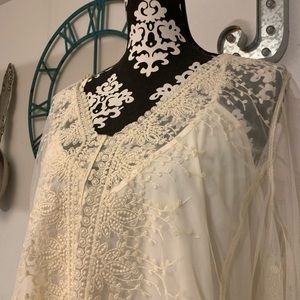 Plus Size Gorgeous Ecru Lace Blouse